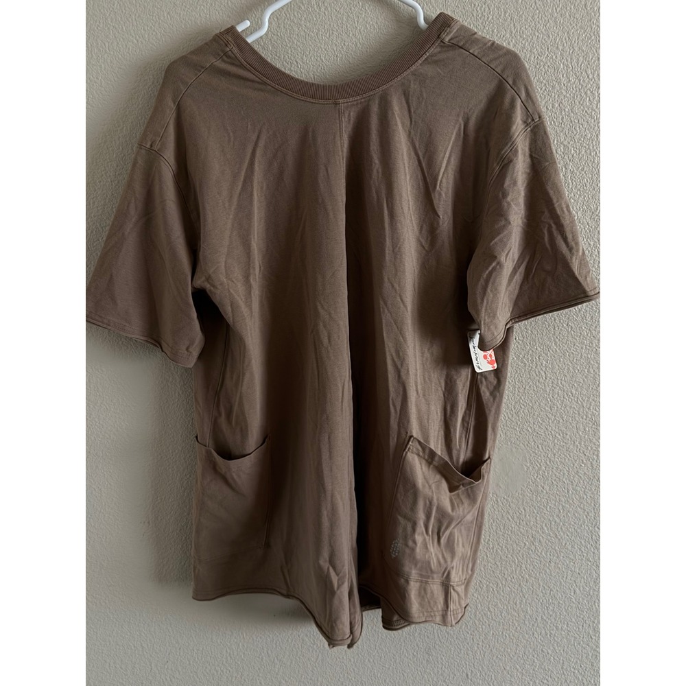 Free People Movement Hot Shot Reversible Tee Mocha Latte Brown OB1960599 Size M - Picture 1 of 4